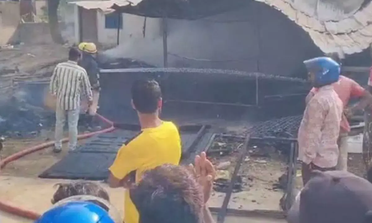 Hyderabad: Massive fire engulfs plywood warehouse in Gajula Ramaram