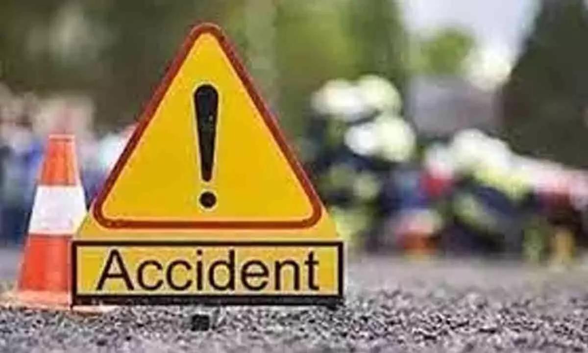 Two dead after a bus collides lorry at Guduru of Nellore