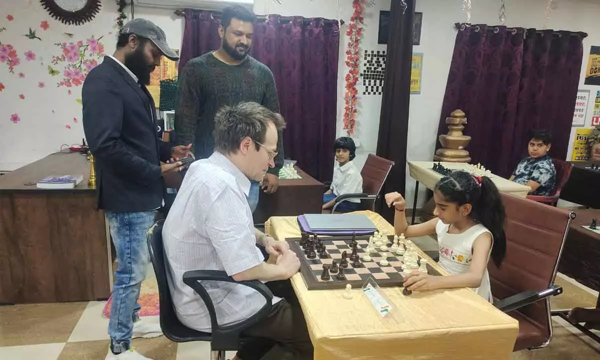Russian Super Grandmaster Sergey Tiviakov Impressed by the Talent at Begumpet Chess School