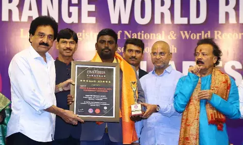 Master Keshav Goud from Mahbubnagar honoured with Prathiba Puraskar