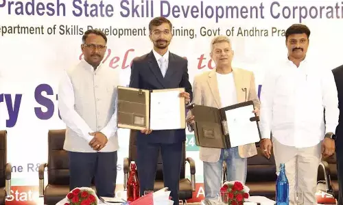 Principal Secretary of the Department of Skill Development and Training S Suresh Kumar, AP Skill Development Corporation MD and CEO Dr. V Vinod Kumar, advisor to  Government of AP ( Job fairs and Training ) G Sridhar Reddy