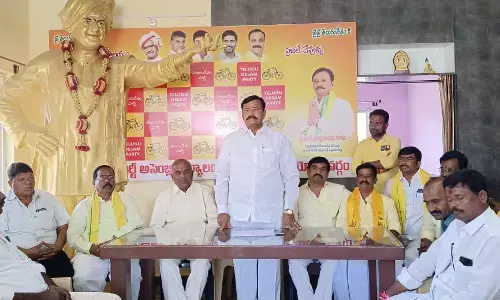 TDP flags of Jayaho BC chaitanya rathams in Penukonda