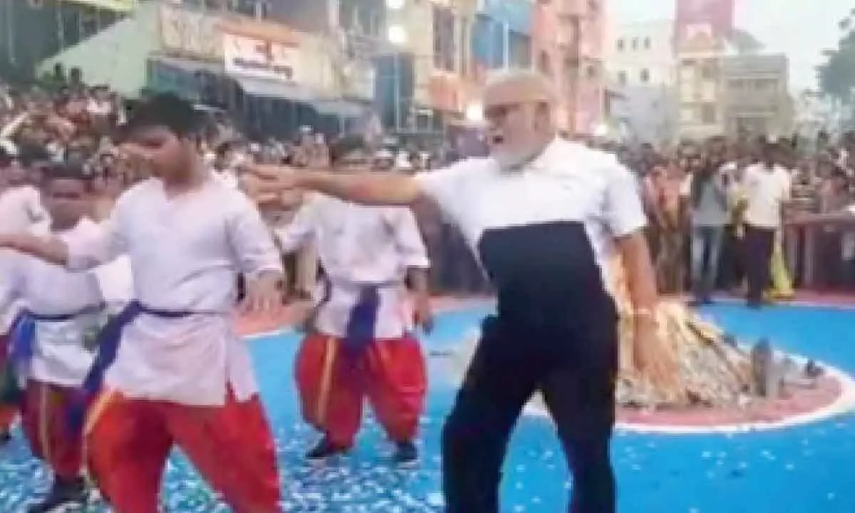 Ambati dances at Sankranti celebrations