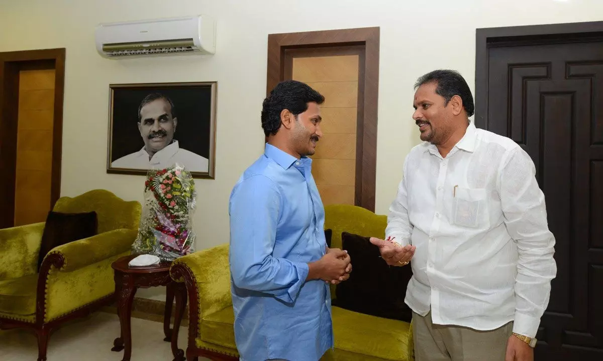 Zilla parishad chairman Chinna Srinu with Chief Minister Y S Jagan Mohan Reddy (file picture)