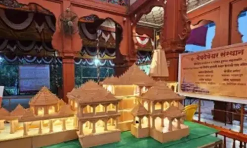 UP University students build replica of Ram temple with diyas