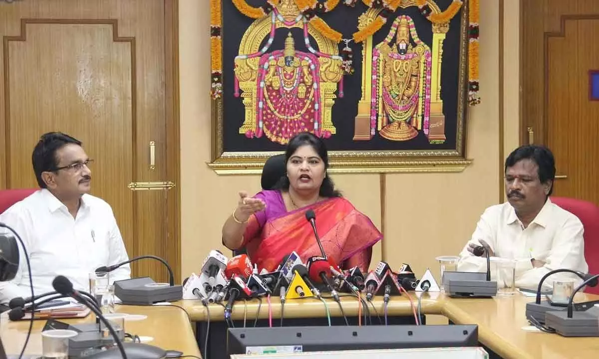 JEO for Health and Education Sada Bhargavi addressing the media in Tirupati on Friday