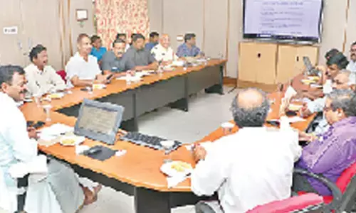 TTD Additional EO (FAC) Veerabrahmam holding a review meeting on the arrangements for Ramakrishna Theertham in Tirumala on Friday