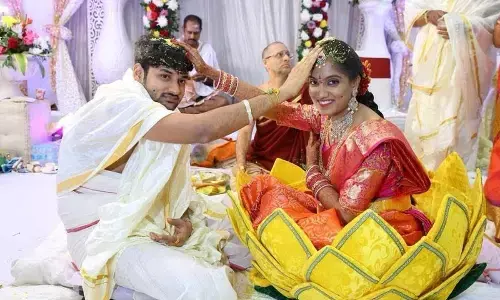 A view of a couple’s wedding ceremony