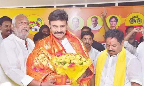 TDP leaders felicitate Narsapuram MP K Raghurama Krishna Raju during his visit to party office in Tadepalligudem on January 18