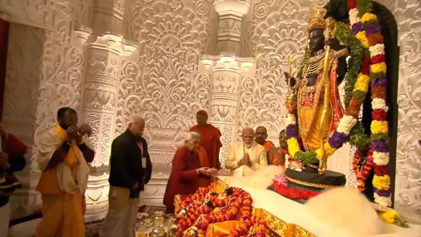 Modi is now performing rituals at the Shri Ram Janmaboomi and offered ...