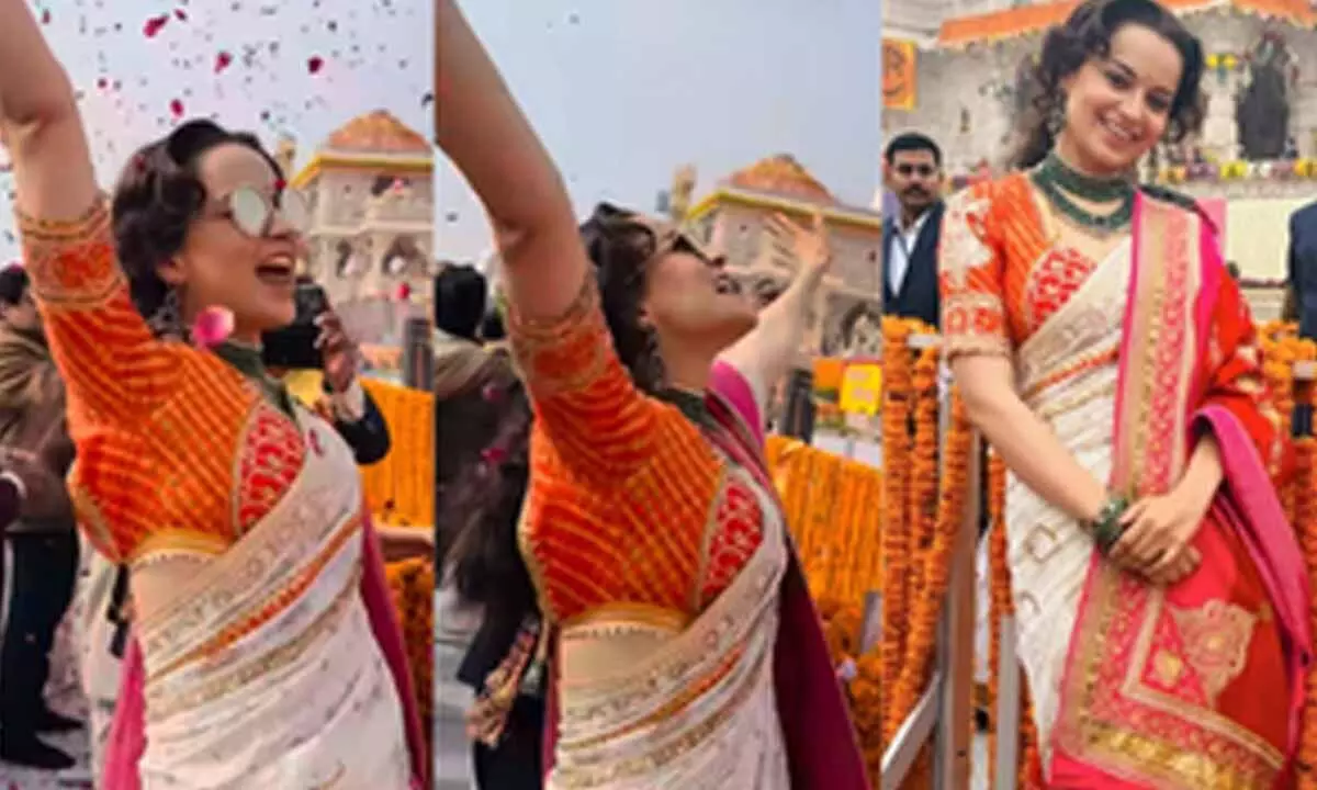 Kangana gleefully jumps during Pran Pratishtha of temple, chants Jai Shri Ram