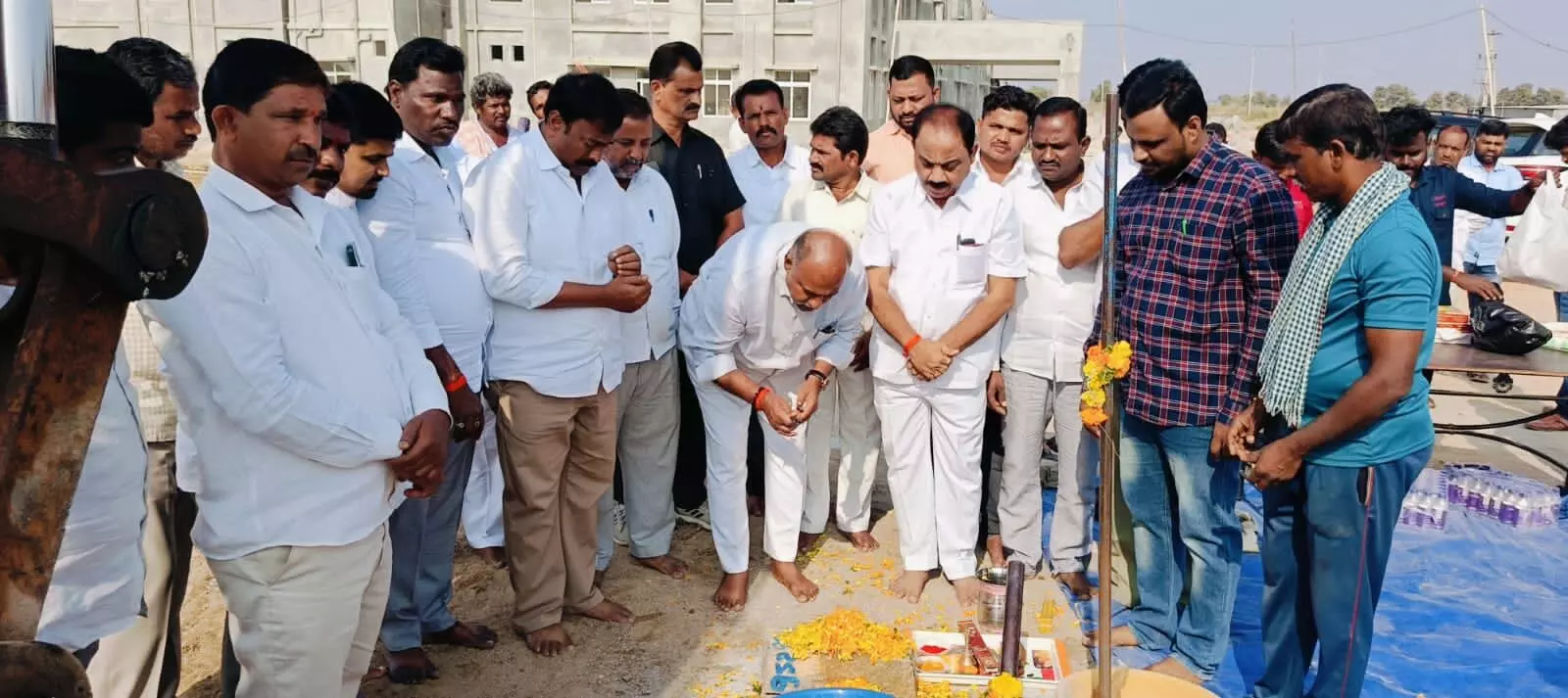 MLA Bandla performs bhoomi Pooja for Critical Care Unit near 300 beded Hospital