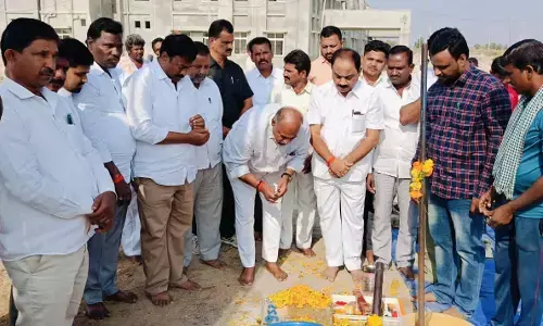 MLA Bandla performs bhoomi Pooja for Critical Care Unit near 300 beded Hospital