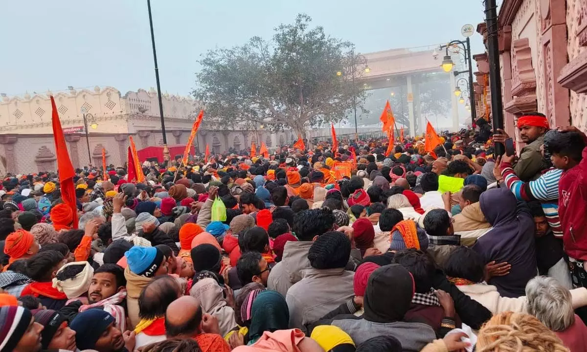 Massive rush of devotees at Ayodhya Ram Temple