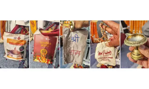 Guests gifted metal diya, tulsi mala, book on Ayodhya