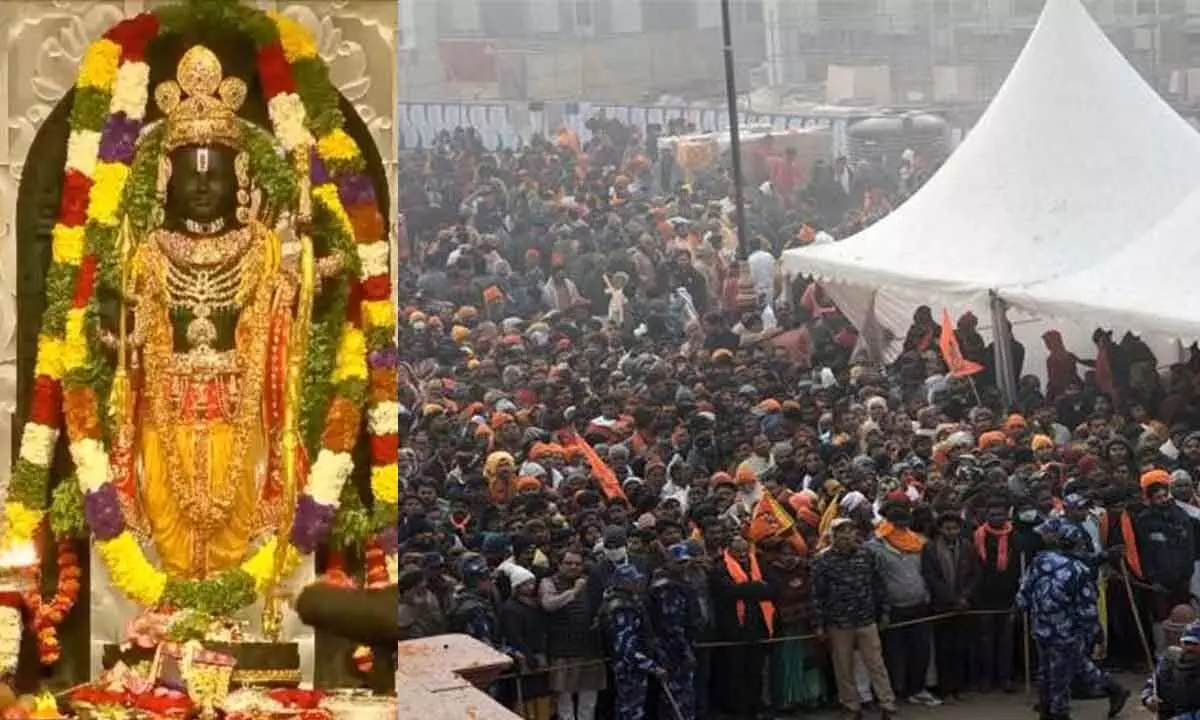 Devotees Flock To Newly Consecrated Ram Mandir In Ayodhya For Second Consecutive Day