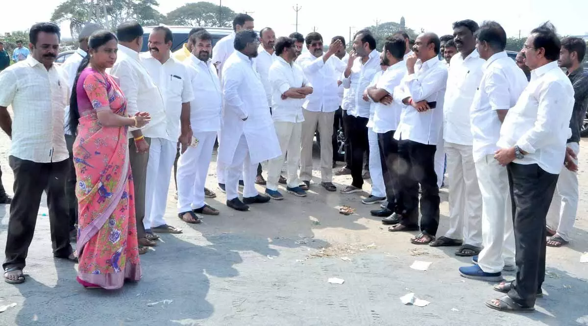 TDP leaders inspect venue of Chandrababus meeting in Nellore