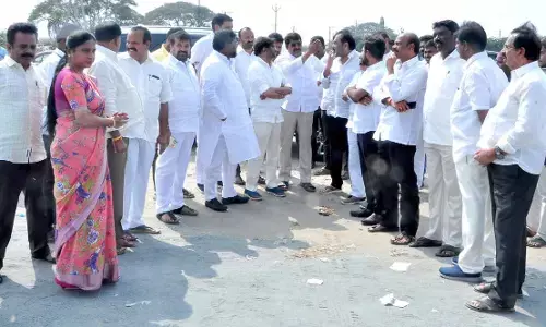 TDP leaders inspect venue of Chandrababus meeting in Nellore