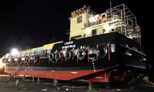 Navys ammunition cum torpedo cum missile barge - LSAM 19 launched