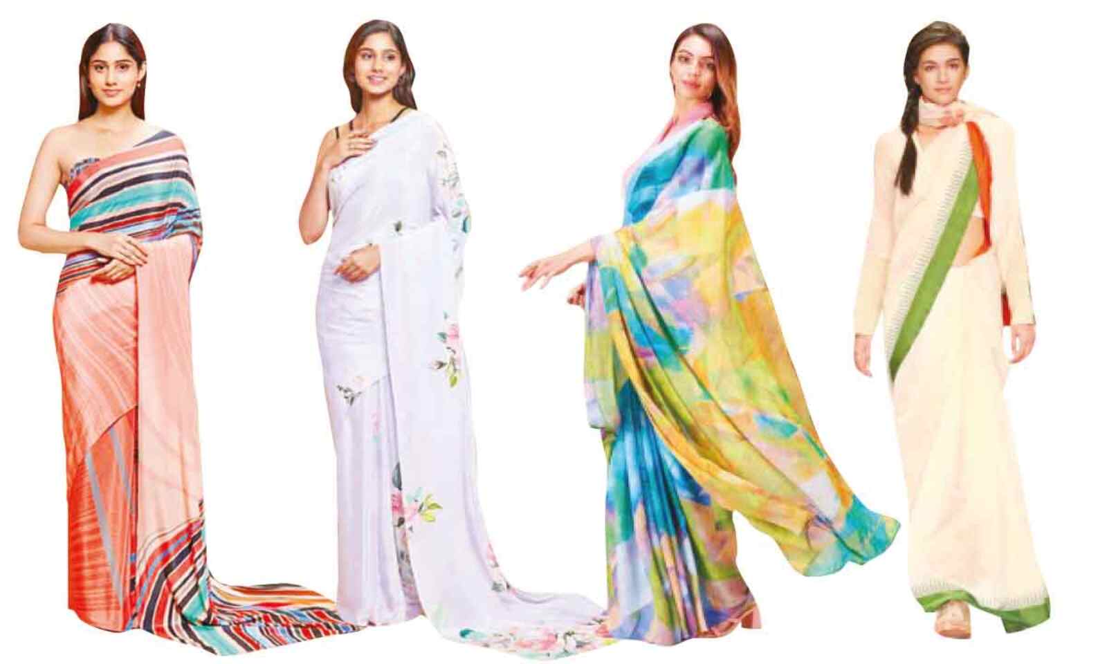 Enhance your saree elegance with prints that seamlessly blend, the