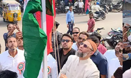 Owaisi unfurls national flag at madrasa in Hyderabad
