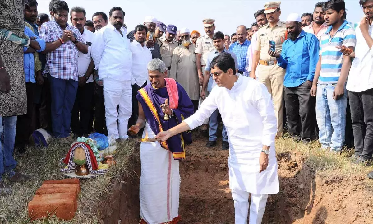 Buggana Rajendranath Reddy participates in Bhoomi Puja for four courts in Dhone