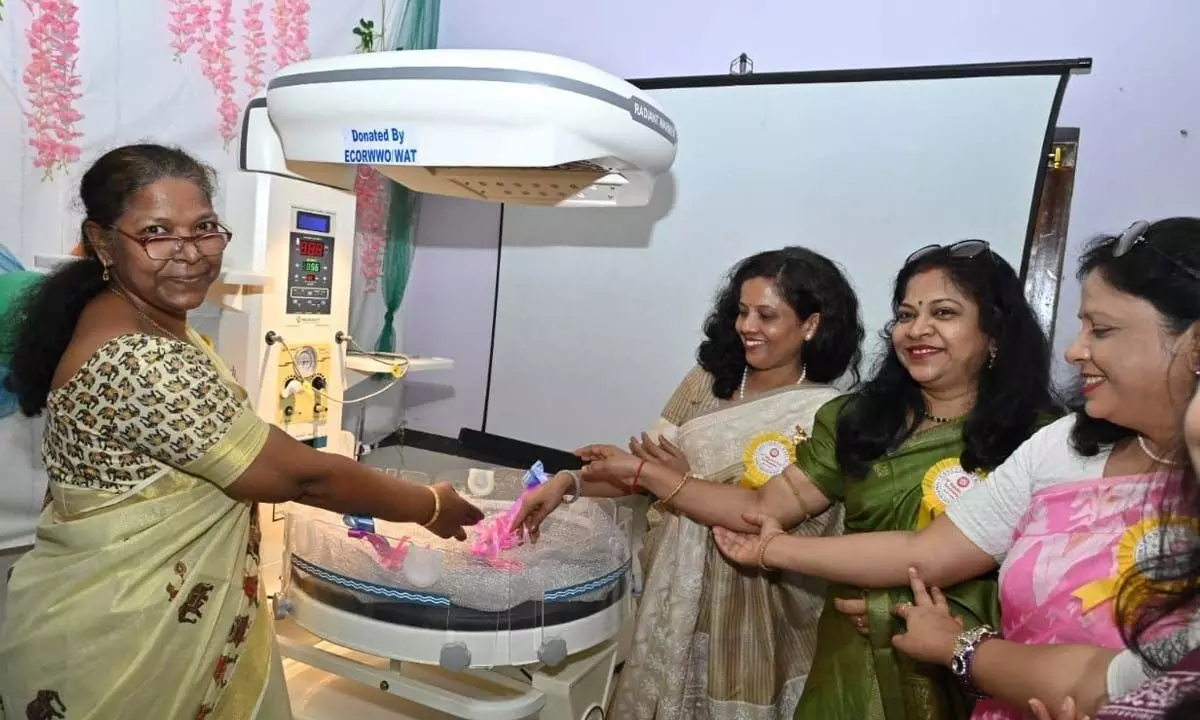 Infant warmer cum LED double light phototherapy unit donated by the ECoRWWO  in Visakhapatnam on Saturday