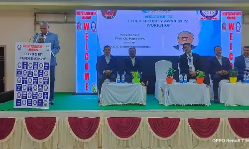 Promod Kumar Mishra, DGM, SBI, Hyderabad, speaking at an awareness programme in Rajamahendravaram on Saturday