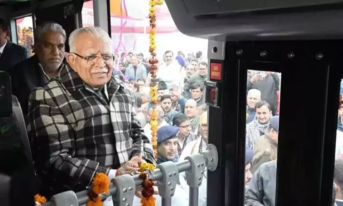 Haryana CM launches electric bus service for Panipat