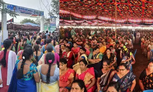 Women flock to Tadepalligudem for YSR Asara meeting yesterday