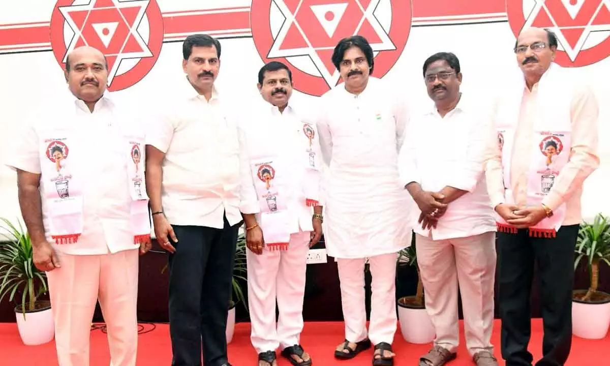 Noted contractor K Lakshmipati along with two others joined Jana Sena in the presence of party chief Pawan Kalyan in Mangalagiri on Monday