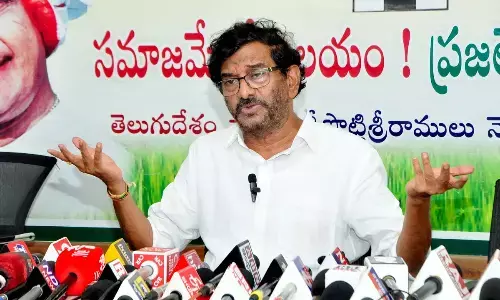 TDP politburo member S Chandramohan Reddy addressing the media at party office in Nellore on Monday
