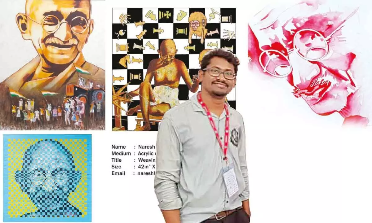 Capturing Gandhi’s heart through Naresh Bollu’s art