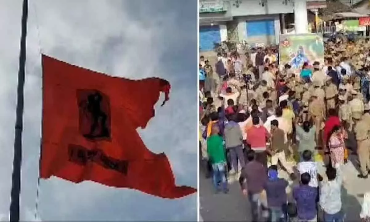 Controversy Erupts As Hanuman Flag Removal Triggers Protests In Karnatakas Mandya District