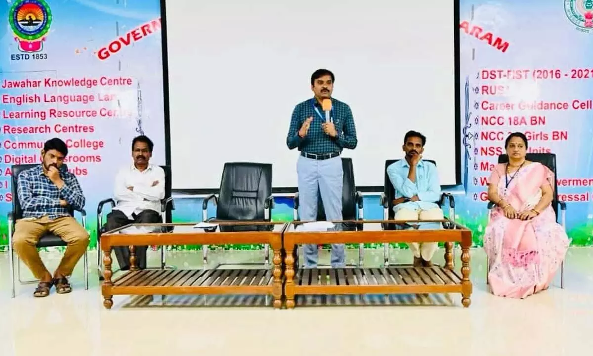 Principal Dr K Ramachandra Rao speaking in an inaugural ceremony of the Executive Development Programme in Rajamahendravaram on Tuesday