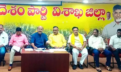 TDP former minister Chintakayala Ayyanna Patrudu addressing media in Visakhapatnam on Tuesday