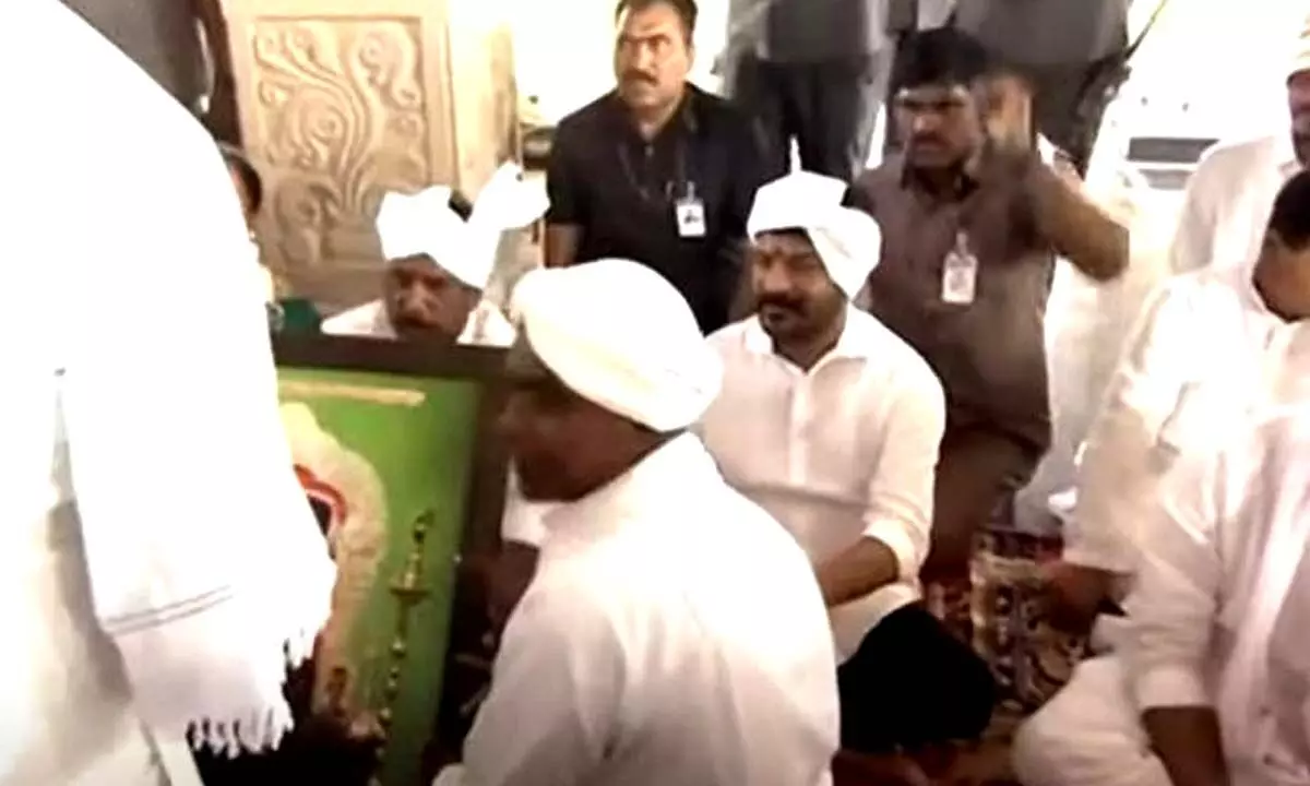 Revanth Reddy performs Pooja at Nagoba, assures to implement two more guarantees