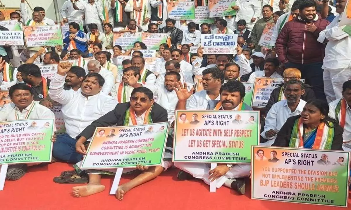 Tirupati Congress leaders take part in Delhi protest