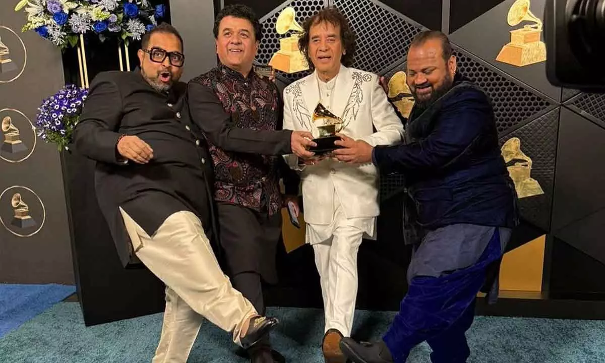 ‘Shakti’ display at Grammys: Famous 5 bag awards