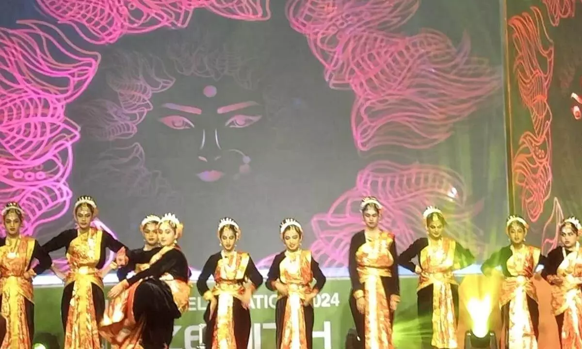 Students performing cultural programmes at the GIG International School Annual Day celebrations in Vijayawada