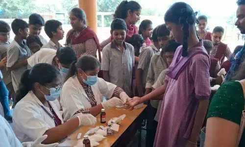 Nidamanuru: Blood grouping drive held for school students