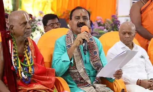 TTD Chairman Bhumana Karunakar Reddy speaking at the concluding programme of Dharmika Sadas at Tirumala on Monday