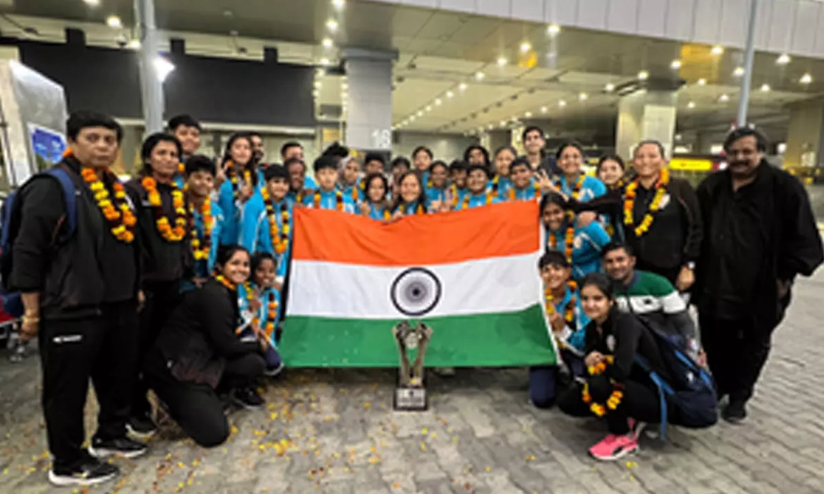 India U19 girls team returns to a grand welcome in New Delhi