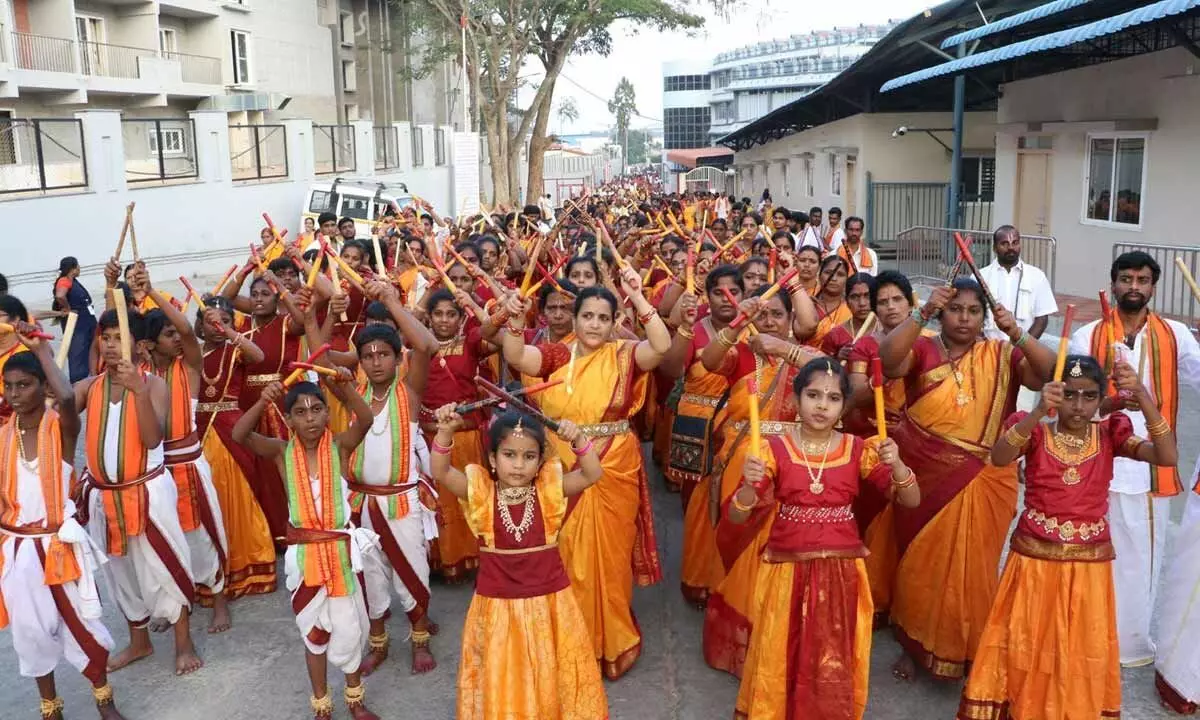 Artistes participating in Sankeertana in Tiruamala on Friday