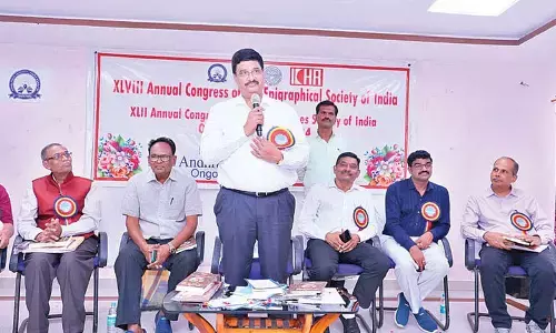 APSCHE chairman Prof K Hemachandra Reddy speaking at the inaugural function of annual congress of ESI and PNSI at Andhra Kesari University on Friday