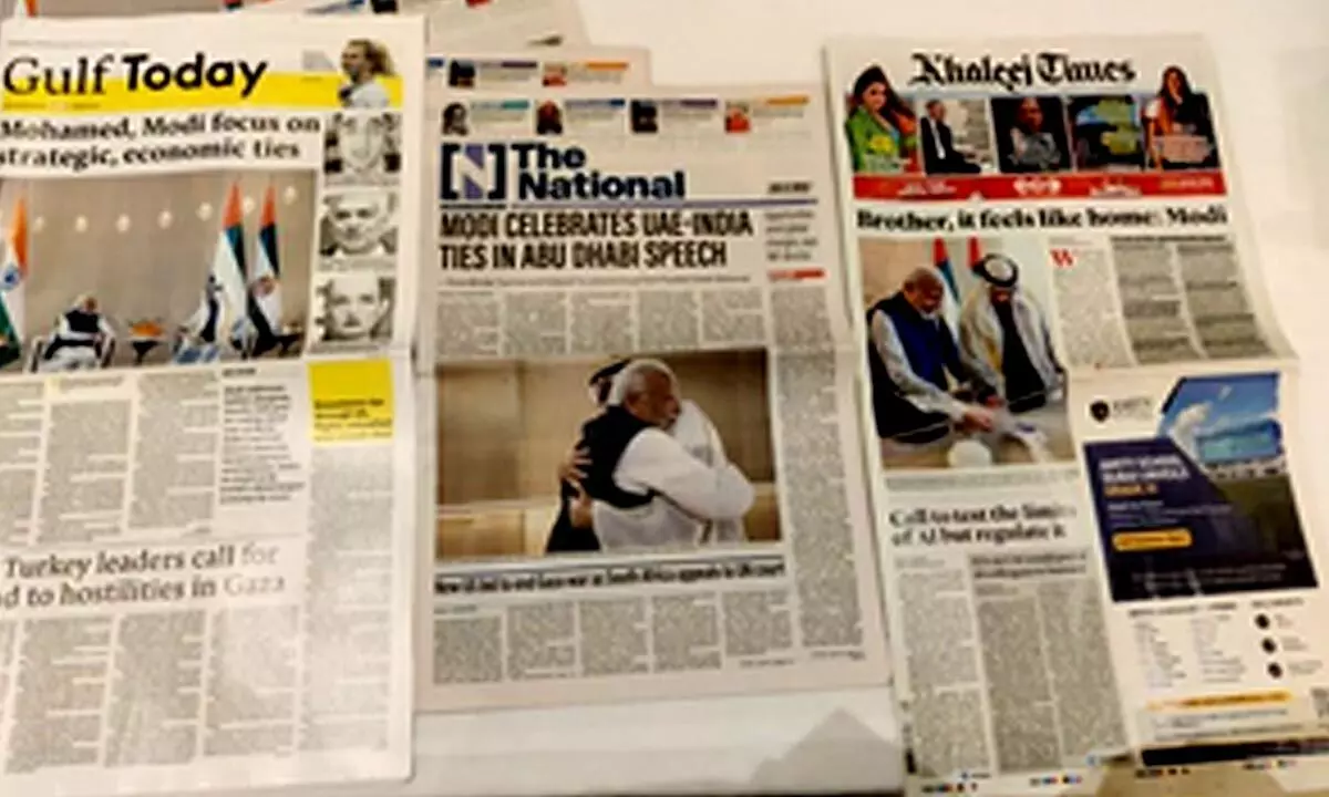 PM Modis UAE visit gets grand coverage in Gulf newspapers