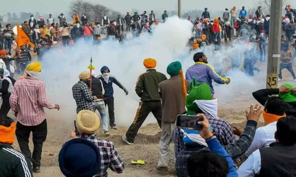 Escalation At Punjab-Haryana Border: Police Fire Tear Gas At Protesting Farmers