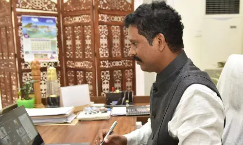 NTR District Collector S Dilli Rao addressing officials of various departments in a virtual conference in Vijayawada on Monday