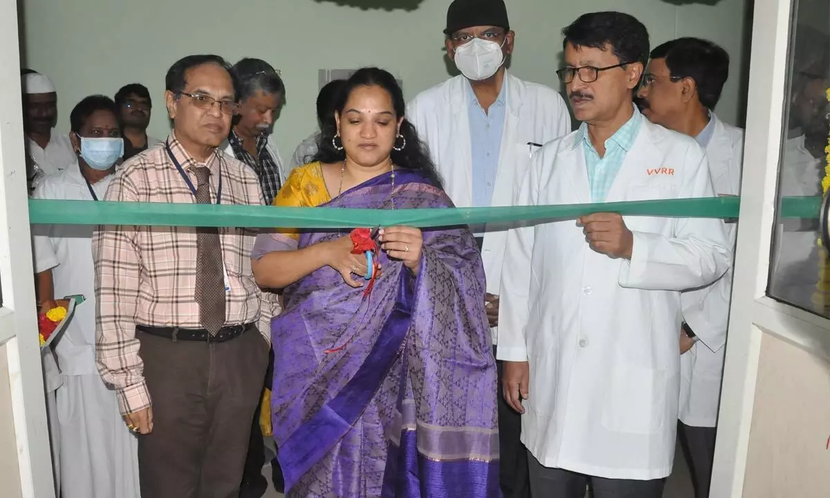 Kurnool District Collector Dr G Srijana inaugurating Neuro Intensive Care Unit at Kurnool  Government General Hospital on Tuesday