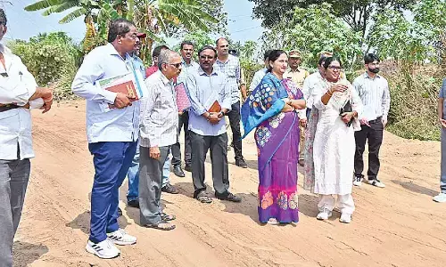 Members of the National Green Tribunal, Collector K Madavi Latha and others inspecting sand mining sites in Kadiyapulanka on Tuesday
